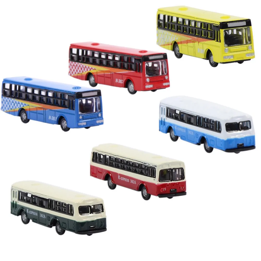 

6pcs Diecast Model Buses Car 1:160 Train Layout BS150 Free Wheels model train N scale railway modeling