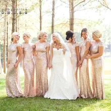 Модное светоотражающее платье, розовое золото, свадебные платья, расшитые блестками, платье русалки Для Свадебное праздничное платье demoisle D'honneur