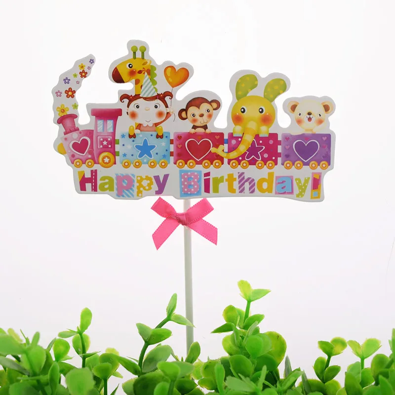 

20pc/lot Cake Toppers Flags Mr Mrs Kids Happy Birthday Train Rainbow Cupcake Topper Wedding Bride Baby Shower Party Baking DIY