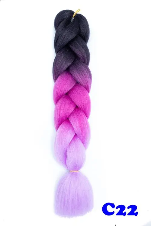 Luxury 24" 60cm Ombre Synthetic Crochet Hair Extensions Jumbo Braids Hairstyles Pink Red Blue Braiding Hair - Цвет: T1B/синий