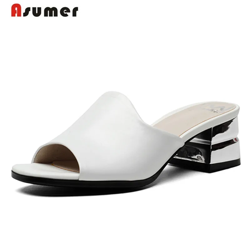 Asumer/большие размеры 33-41; обувь из натуральной кожи; летние женские босоножки; модная обувь; Закрытая обувь с открытым носком