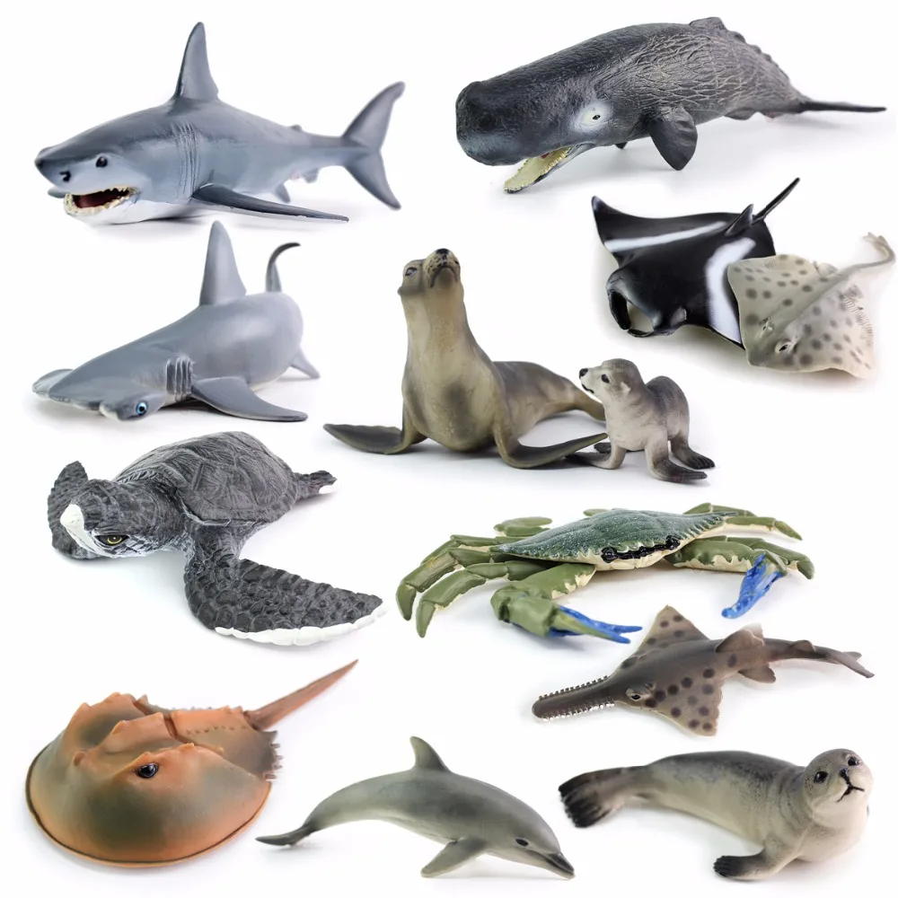 Sea Life Simulation Animal Model Great shark whale turtle crab dolphin Action Toy Figures Educational Collection Gift for Kids