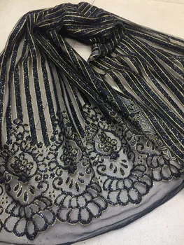 

modern design yaking-162 french net lace fabric glued glitter african Tulle lace for nice dress