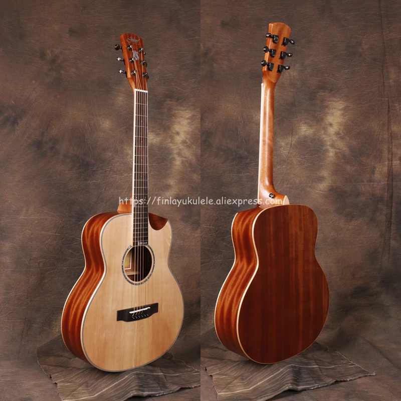 Half cutaway 36 &quotGSMINI гитара с твердой еловой верхней частью/корпусом из красного