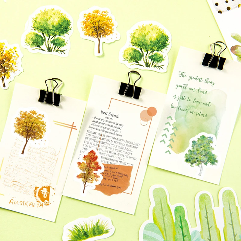 46pcs/lot Tree House Decor Scrapbook Journal Stationery Stickers Planner Poster Patchwork Craft Supplies