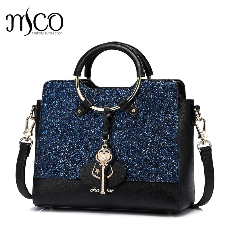2017 luxury Glitter Sapphire Blue handbags women bags Magic Stick designer brand circular Hand shoulder female crossbody bags