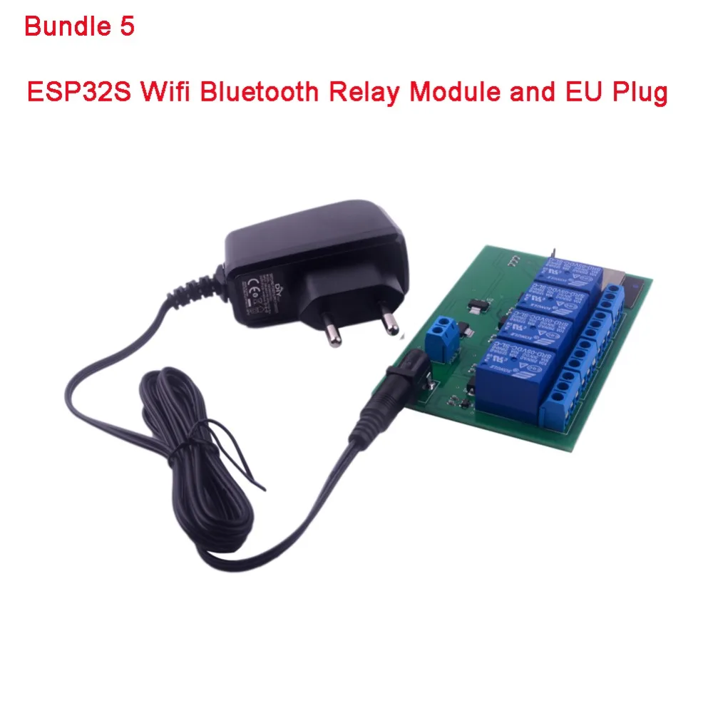 ESP32S 4 канала Wi-Fi Bluetooth сетевой релейный модуль IOT телефон приложение управление DC6V 0.6A 600mA адаптер питания США/ЕС вилка