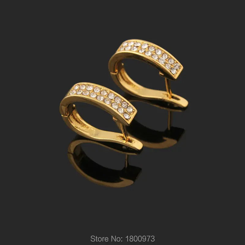 

New Earrings Women Exquisite Zirconia18K Gold Color Hoop Earring Jewelry Party gift