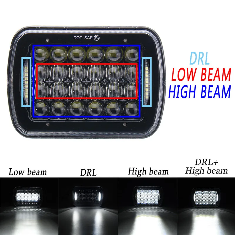 

1pcs 6X7" 5D DC10-30V 72W IP67 LED Headlights Lamp Bulb Hi/Low Beam DRL for Truck Boat SUV
