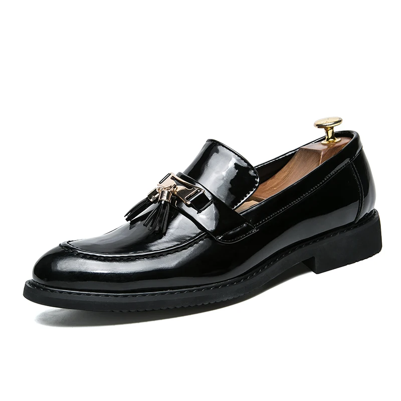 men formal dress shoes luxury brand tassel metal slip on oxford shoes for men italian leather male footwear classic dress flats