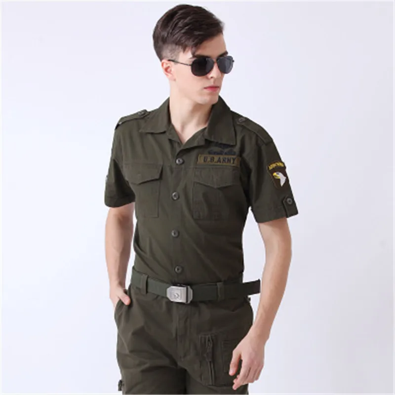 Новые рыцарские армейские Рубашки США Freedom, зеленая хлопковая смесь, летняя однобортная блуза с короткими рукавами и вышивкой «отстой Орел»