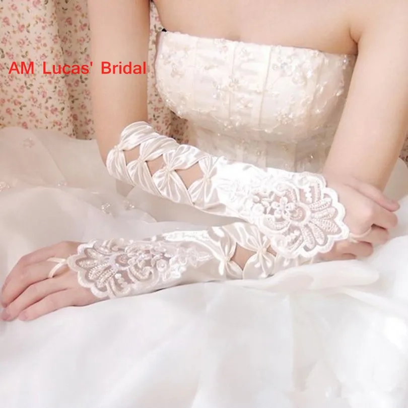 Белые свадебные перчатки цвета слоновой кости Опера длина Недорогие свадебные аксессуары свадебные перчатки