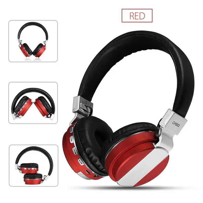 Wireless Bluetooth Gaming Music Headphones Stereo Heavy Bass Cordless Headset Support AUX FM Radio with Mic for Pc Computer Game |