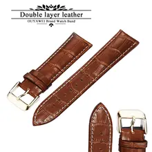 100% Genuine Leather Watch Band Strap  20mm 22mm 24mm Brown Black Woman Man Watchbands Belts High Quality OUYAWEI
