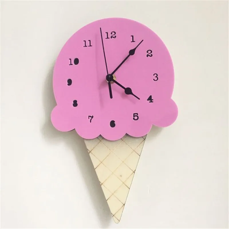 Nordic Ice Cream Wall Clocks Cartoon Mute Watch Wall Home Decor Kids Room Wall Decoration Ornament Baby Room Christmas Best Gift