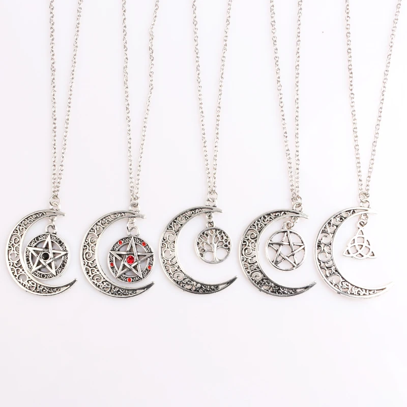 

SC Fashion Evil Forces Supernatural Pentagram Dean Necklaces Witch Protection Star Amulet Yggdrasil Life Tree Pentagram Necklace
