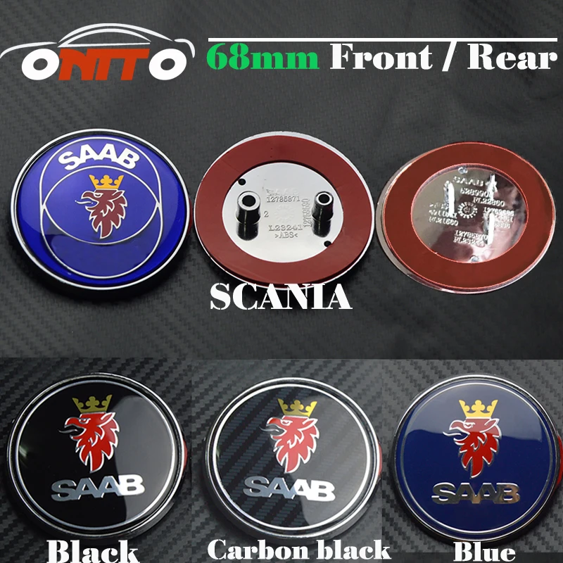 

1pcs Free shipping 68mm SAAB car front hood bonnet emblem rear badge sticker car emblem for 03-10 Saab 9-3 9-5 93 95 97 9-7 9000