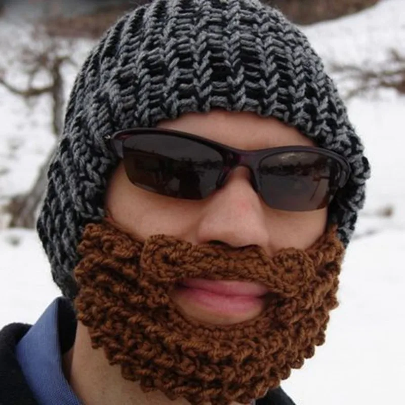Novelty Warm Wool Hat casual Beanies Men Beard Handmade Knitted Wool