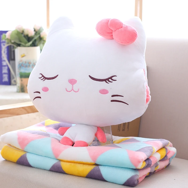

Kawaii Emoji Cat Plush Toy and Blanket Staffed Animal Cat Pillow Soft Cushion Lovely Gift Doll for Kids Children Baby Christmas