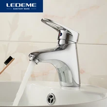 LEDEME Waschbecken Wasserhahn Wasserhahn Bad Wasserhahn Solid Black Red Messing Chrom Gold Finish Single Griff Wasser Waschbecken Mischbatterie l1004