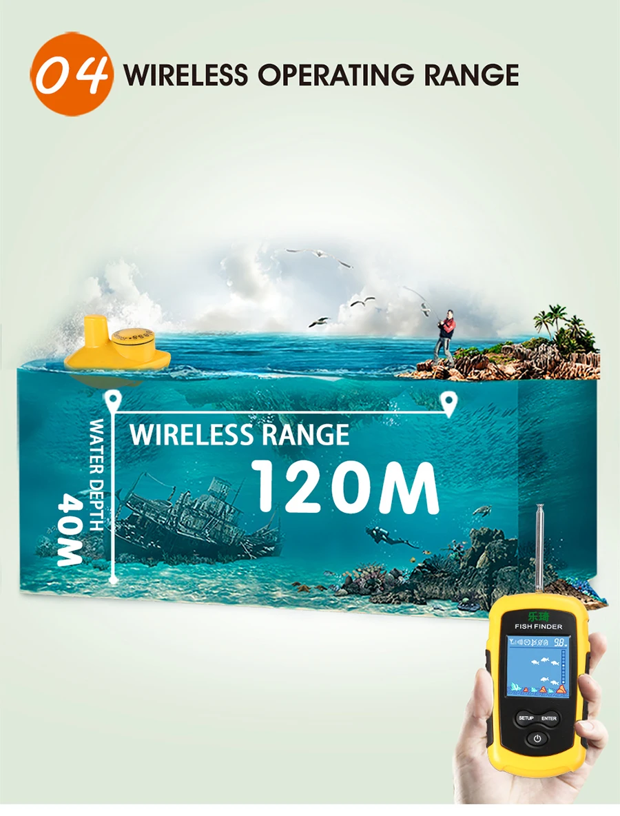 FFC1108 1 Alarme Pesca 100 m Sonar