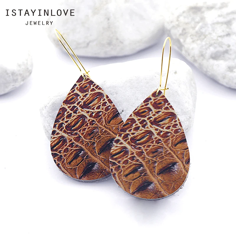 ISTAYINLOVE ювелирные изделия коричневый узор из натуральной кожи серьги подвески