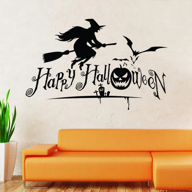 Hy Wall Sticker Witch Bat Pumpkin Crow Black Stickers Hy Wall Sticker Witch Bat Pumpkin Crow Black Stickers Children S Room Backdrop Custom Removable Waterproof