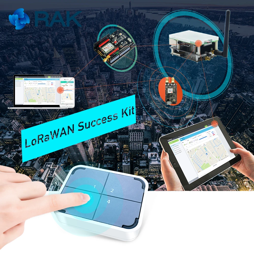 

LoRaWAN Success Kit IoT LoRa Gateway Position Tracker Hardware with WisNode LoRa, Button Sensor LoRaWAN Hardware Developer Q139