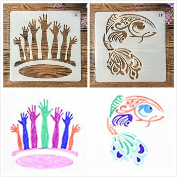 

2Pcs/Lot 13cm Hands Carp DIY Craft Layering Stencils Painting Scrapbooking Stamping Embossing Album Paper Template