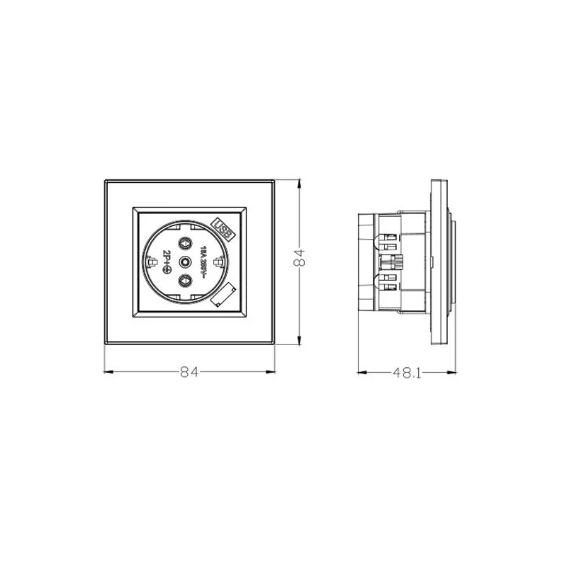 Double USB Port 5V 2A European Plug Sockets Gold color plastic frame Wall Mount Charger Adapter Docking Receptacle Panel