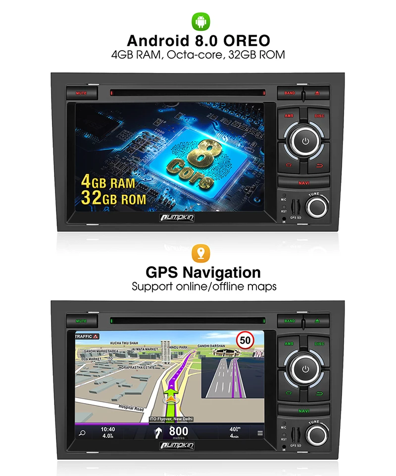 Flash Deal Pumpkin Octa Core 7"Android 8.0 Car Radio DVD Player GPS Navigation 4GB 32GB Car Stereo for Audi A4 2003-2008 Wifi 4G OBD2 DAB 3 Flash Deal Pumpkin Octa Core 7"Android 8.0 Car Radio DVD Player GPS Navigation 4GB 32GB Car Stereo for Audi A4 2003-2008 Wifi 4G OBD2 DAB 3