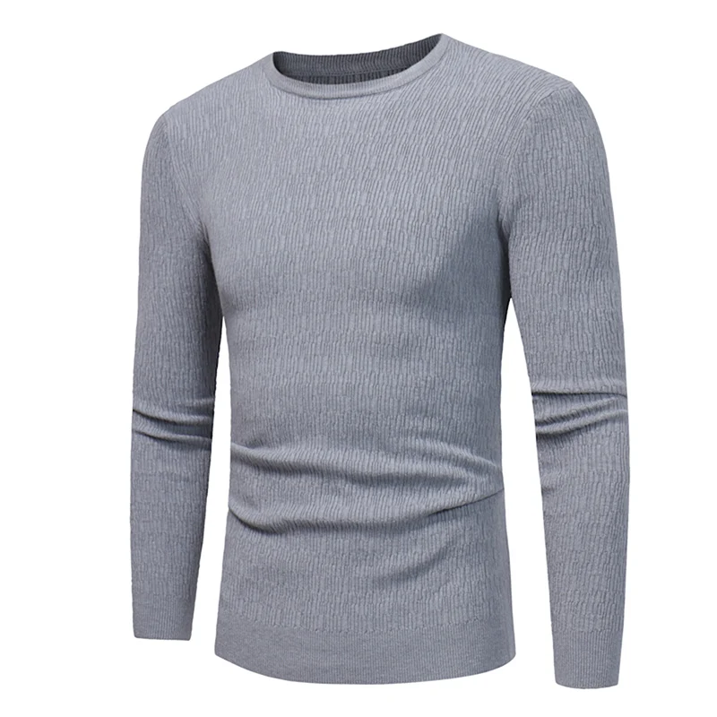 Новый осенне-зимний популярный мужской брендовый свитер с круглым вырезом, однотонный Повседневный тонкий пуловер, свитер, модный теплый