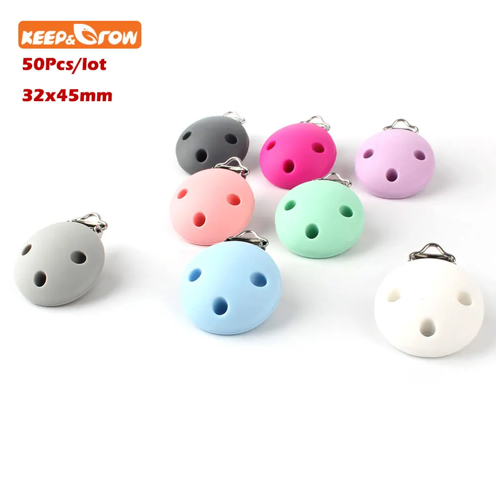 

Keep&grow 50Pcs Round Baby Pacifier Clip Soother Teether Perle Silicone Safe Holder Saliva Towel Support Anti Fall Clips Newborn