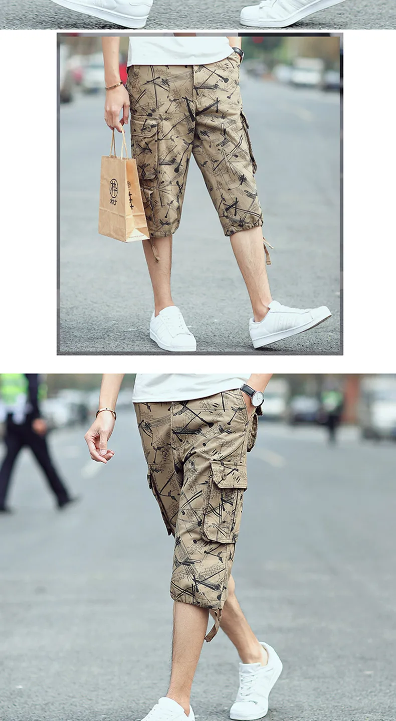 Камуфляжные шорты мужские свободные военные шорты homme летние бермуды до колена пляжные короткие брюки упражнения повседневные шорты-Карго