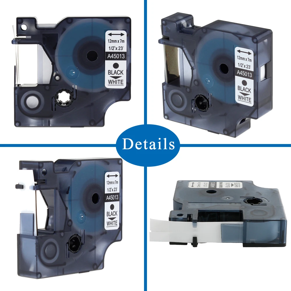 Unistar 6 шт. 12 мм 45013 45010 45016 45017 45018 45019 совместимый с Dymo D1 кассета для LabelManager 160|dymo d1 label