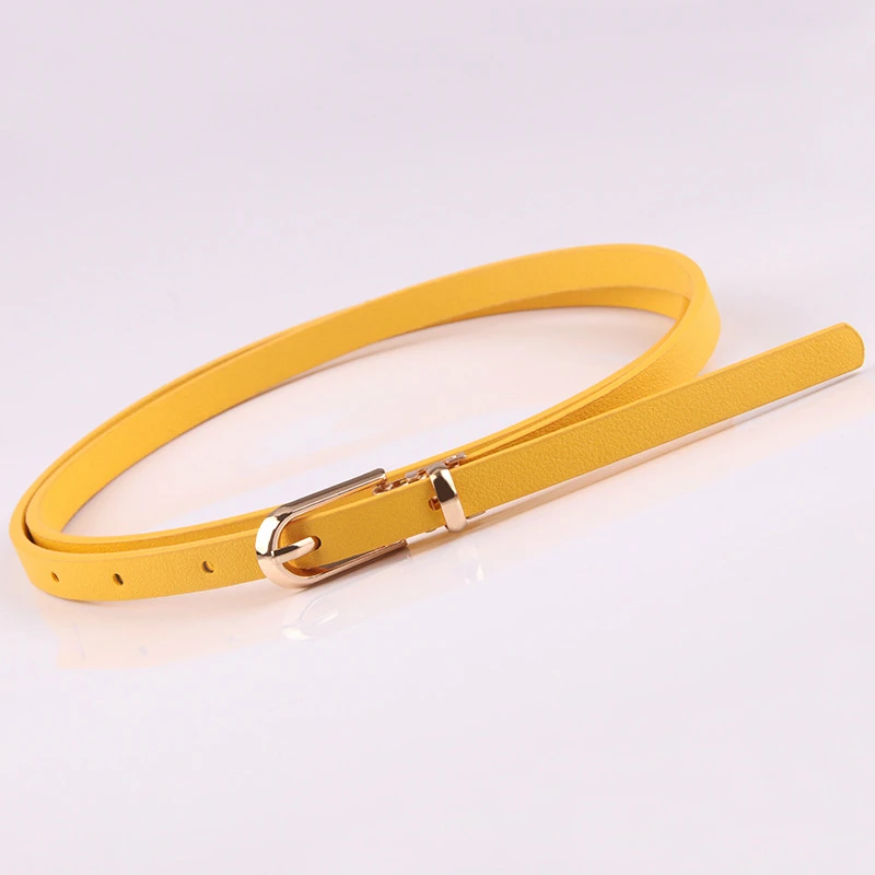 

Korean Style Wild Thin Yellow Belt for Women Five-pointed Star Pendant Pin Buckle Small Belts for Women Belt for Female 2019