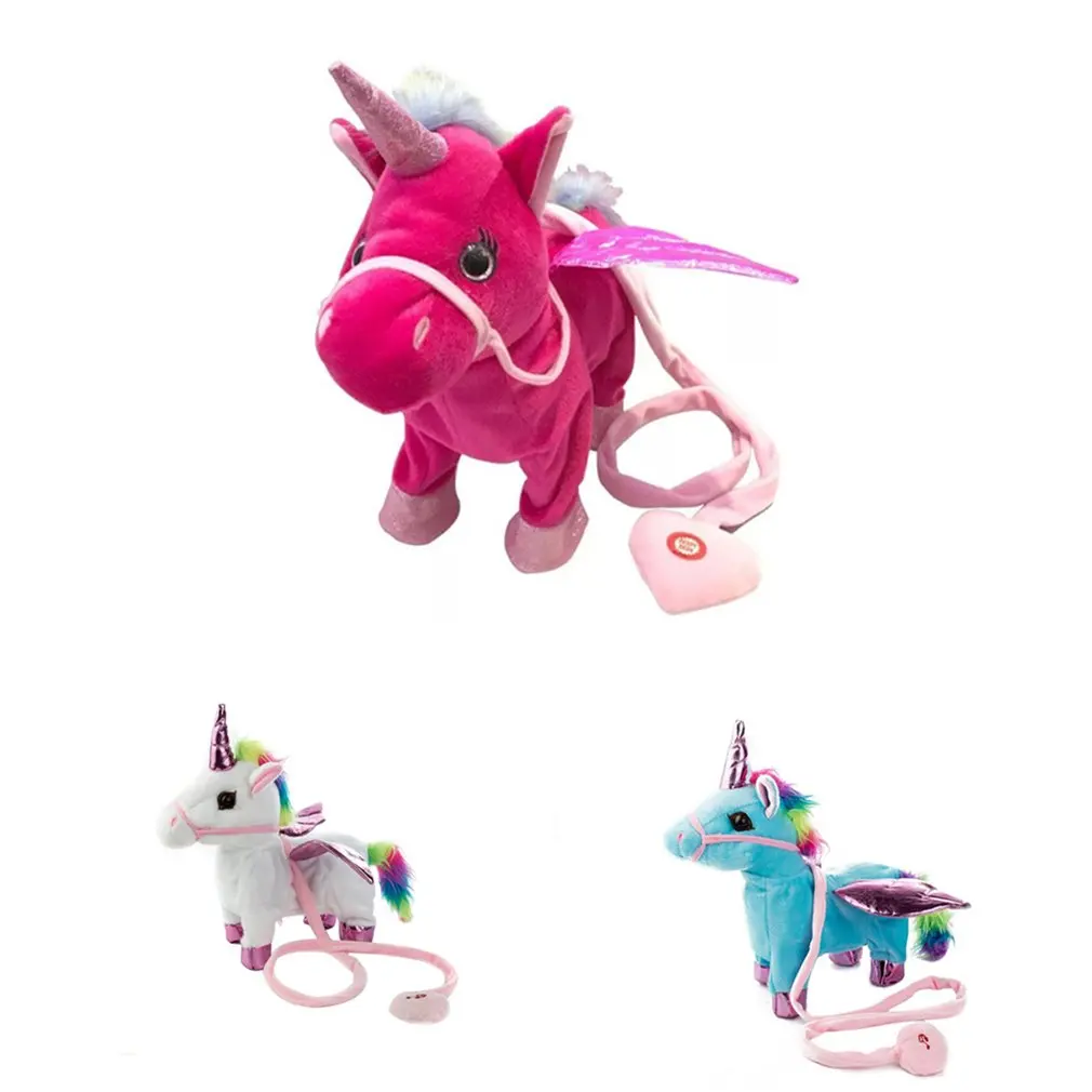 35 см электрическая прогулочная набивной единорог плюшевые игрушки для животных электронная Музыкальная кукла-единорог игрушка для детей