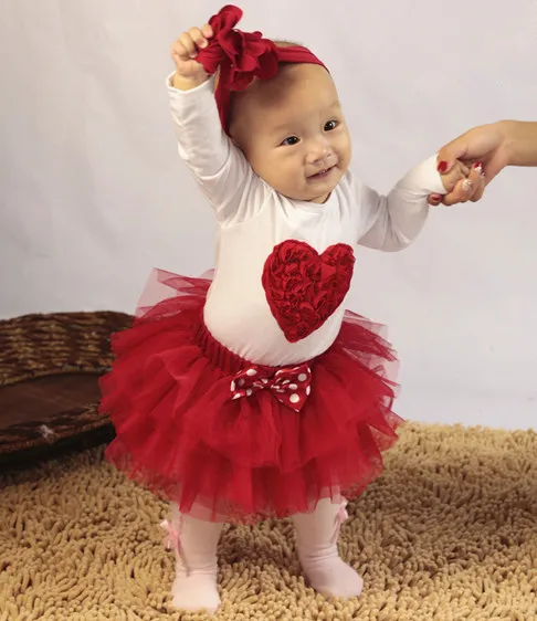 

Комплект рождественских платьев для малышей, комбинезоны для новорожденных, кружевная юбка-пачка с бантом, повязка на голову, костюм из трех предметов, модная одежда для маленьких девочек