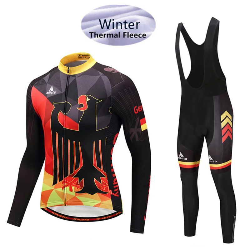 

Winter Fleece Long Sleeve Cycling Jersey Set 2018 Pro Team Men Racing Sport Bicycle Cycling Clothing Thermal MTB Bike Jersey Set
