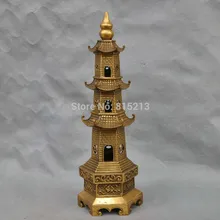 Bi001097 1" Китайский Тибетский Религия Буддизм бронза латунь Будда ступа пагода Башня