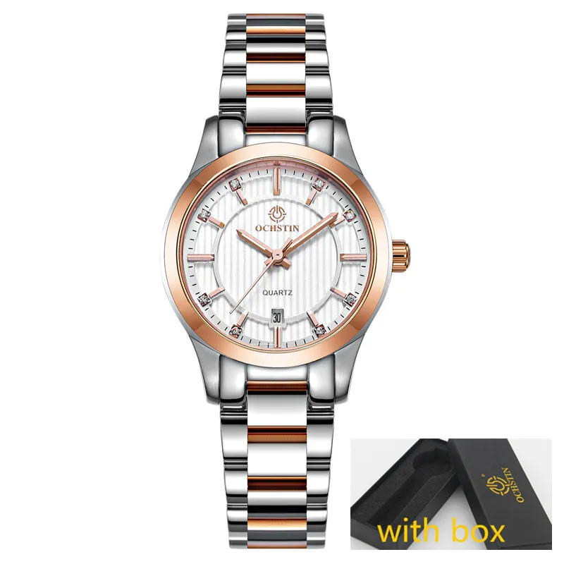 OCHSTIN часы для женщин Лидирующий бренд Роскошные женские кварцевые наручные часы браслет часы для девочек леди часы relogios feminino - Цвет: rose white 016A box