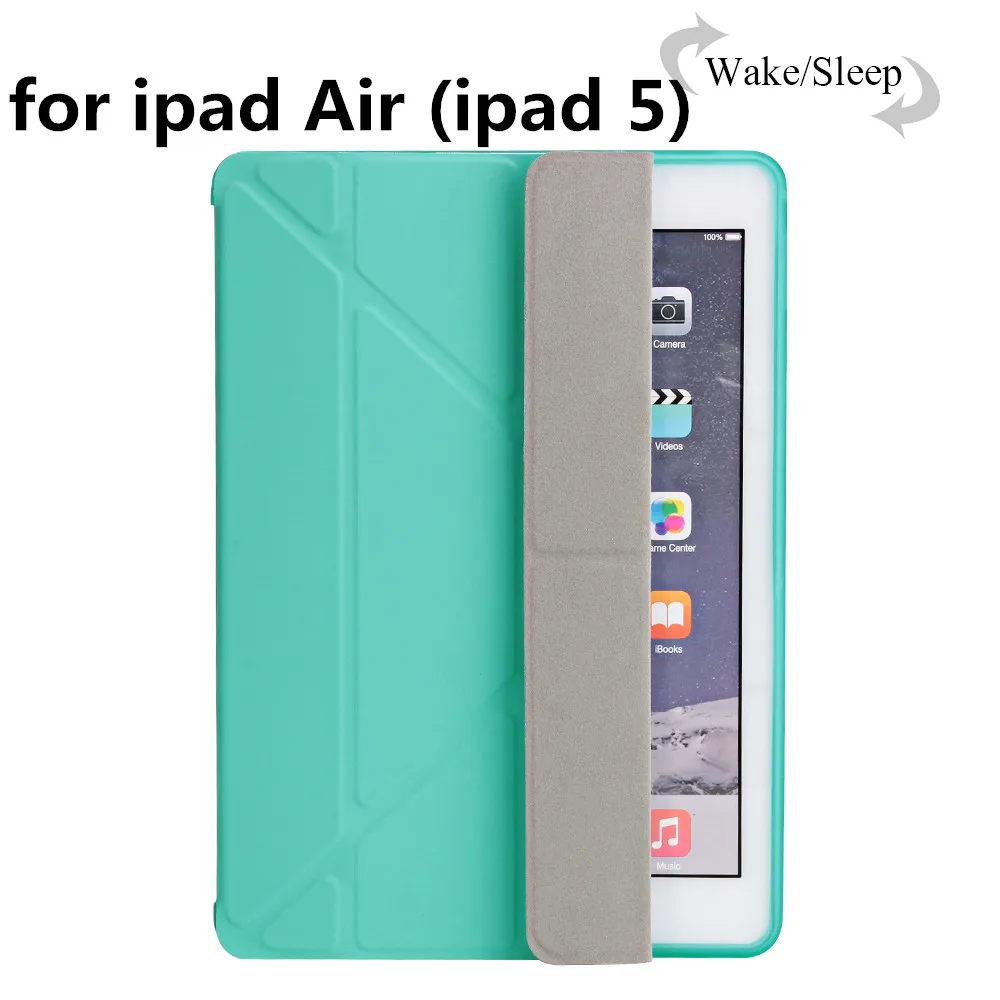 mint Green BXYH 5 TP Чехол для ipad Air 1 2013 Release Cover A1474 A1475 A1476, ZAIWJ Smart Sleep Wake Up из искусственной кожи TPU мягкая задняя крышка - Цвет: mint Green BXYH 5 TP