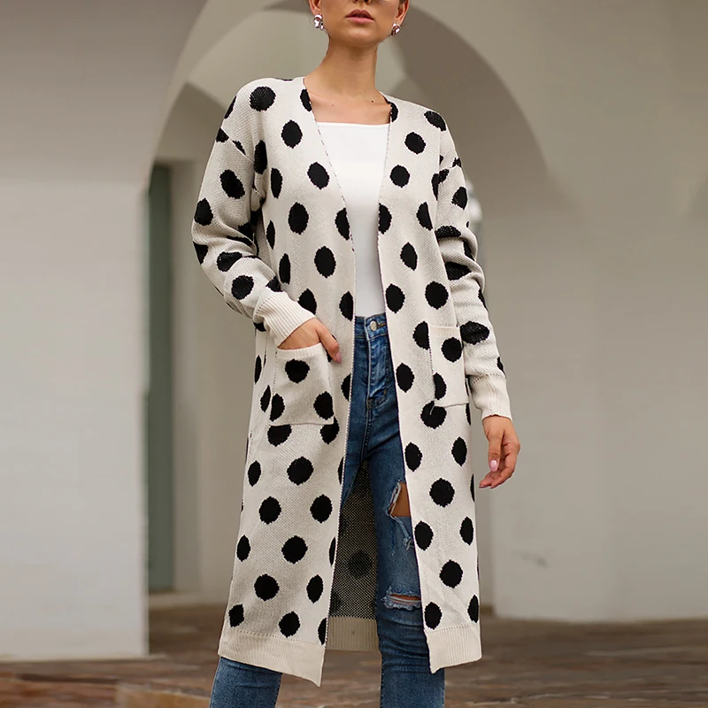 

Casual Long Leopard Cardigan Knitted Loose Jumper 2019 New Autumn Winter Woman Pocket Sweater Female Sweater Fashion Outerwear