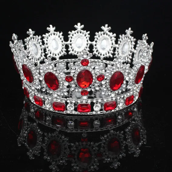 Silver Red Tiara Кристалл барокко королева свадебная диадема корона для женщин Свадебные украшения для волос аксессуары сверкающий топ невесты головное украшение для выпускного - Окраска металла: Silver Red Tiara
