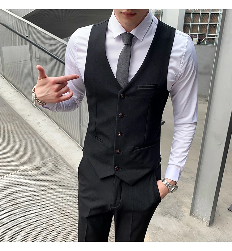 Полосатый мужской костюм комплект мужской полосатый двубортный Slim Fit Бизнес Формальные Свадебные, для жениха вечерний ужин выпускные костюмы S-4XL