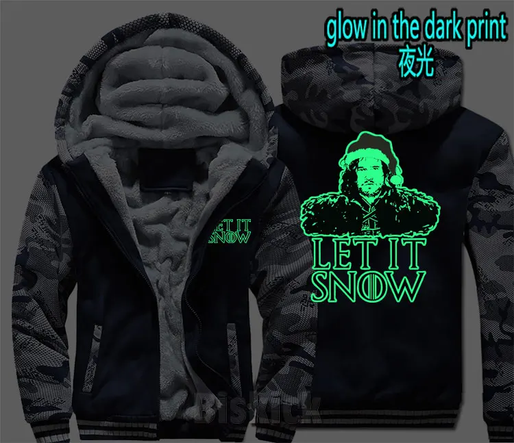 Новая мода для мужчин wo Мужская теплая Толстая куртка зимняя let it snow Jon Snow thrones Рождественская бархатная Толстовка Топ толстовки