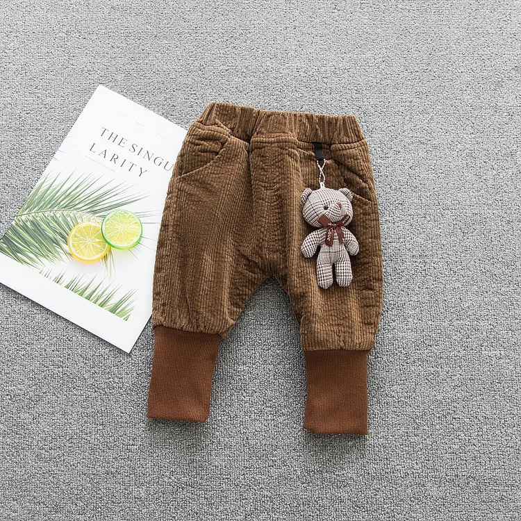Плотные зимние штаны для маленьких мальчиков и девочек вельветовые штаны