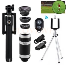 12в1 8X зум телеобъектив широкий угол макросъемки линзы Рыбий глаз Микроскоп телескоп для iPhone 7 6 5 s Xiaomi штатив селфи палка