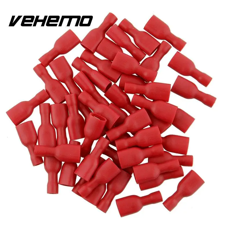 

Vehemo 20Pcs(10Pairs) Red Insulated Spade Electrical Crimp Wire Connectors 6.3 Terminal