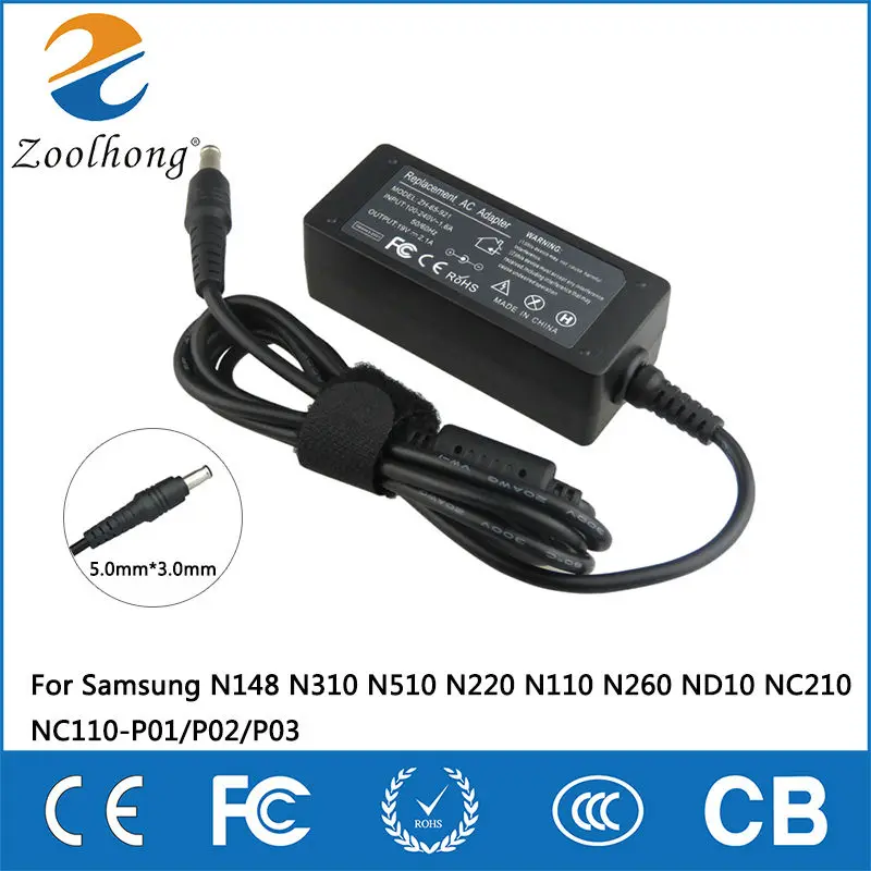 Оригинальный адаптер переменного тока Zoolhong 19 в 5 0 а 3 мм * для Samsung N130 N140 N145 N148 N150 NC110